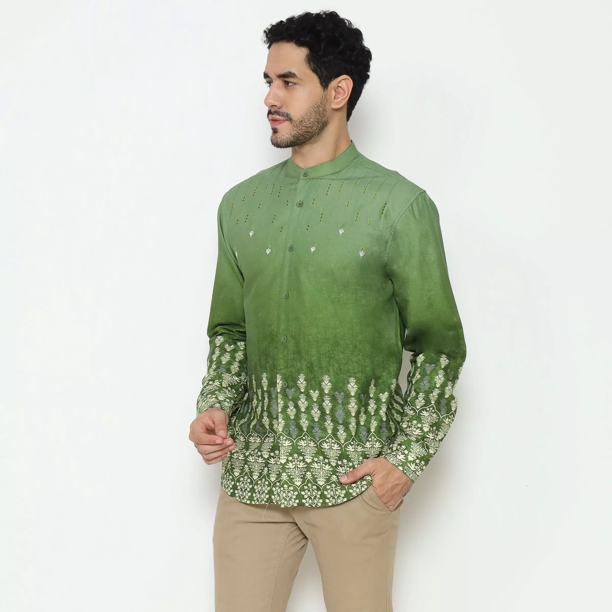 AMK Kemeja Koko Pria Lengan Panjang KK Ghazi L/s Green