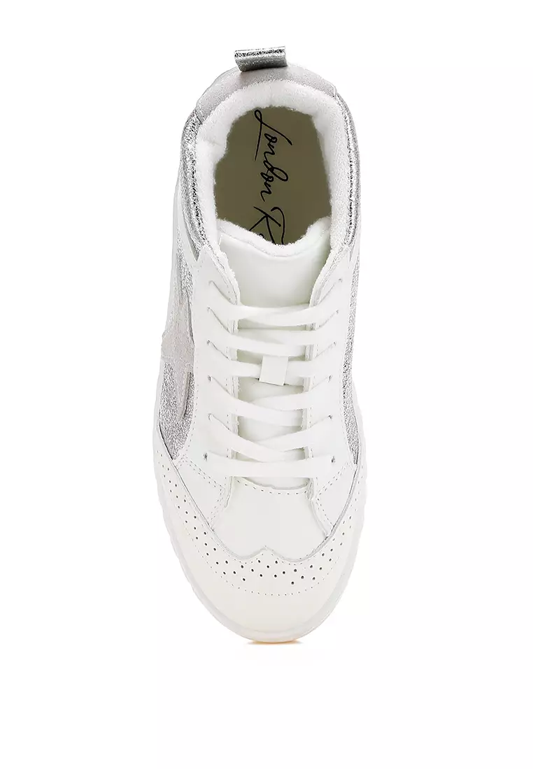 Star High Ankle Sneakers in Silver