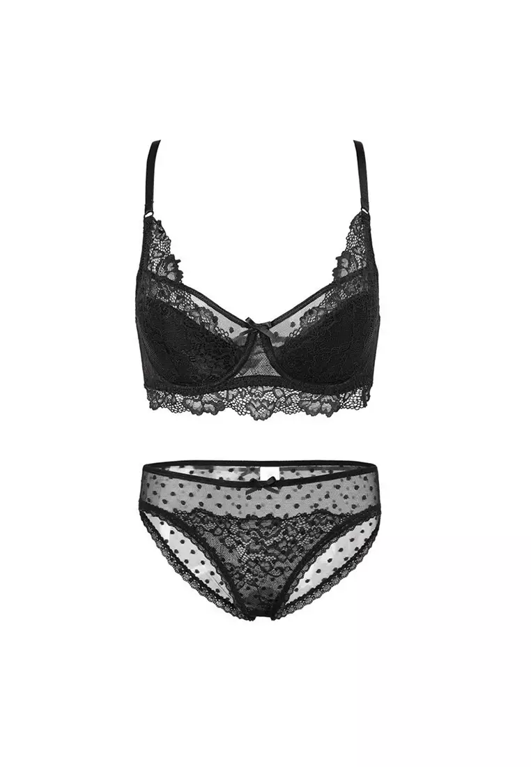 Bra for Women 2Pack Lace Thin French Bra with A Romantic Ribbon Underwear  Comfort Bralette Lingerie