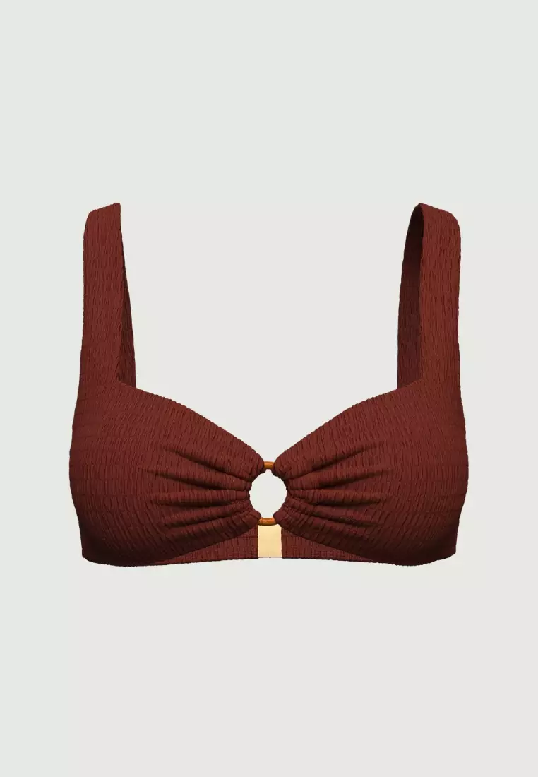 Tropadelic Texture Earth Bamboo Ring Scoop Neck Bikini Top