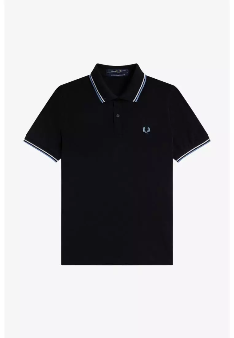 Fred Perry M12 Twin Tipped Fred Perry Shirt (Black / White / Sky)
