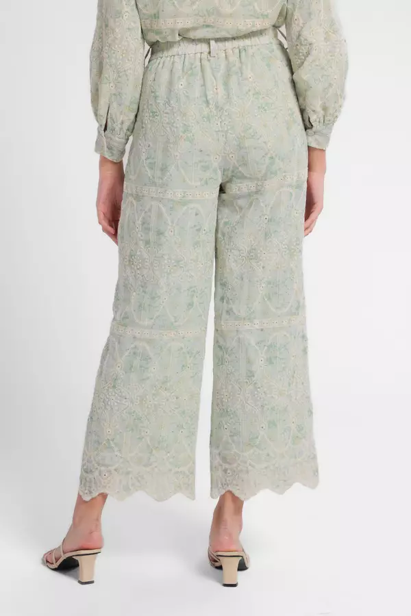 MINIMAL - Raudah - Celana Lurus Embroidery Print - Green