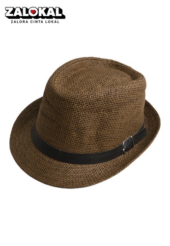 Jual House of Cuff Topi fedora cowboy hat fedora ratan belt ...