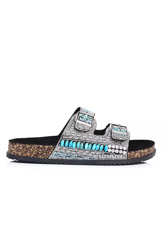 Riley Beaded Two Strap Sandals