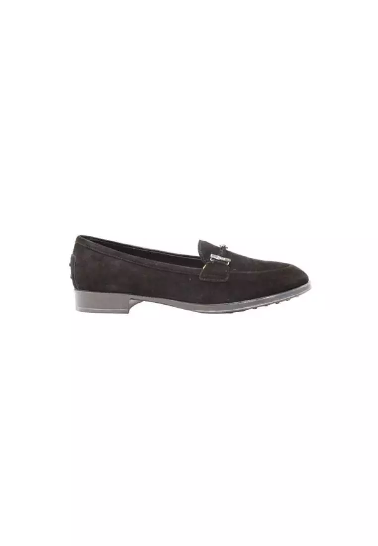 Tod's black deals suede loafers