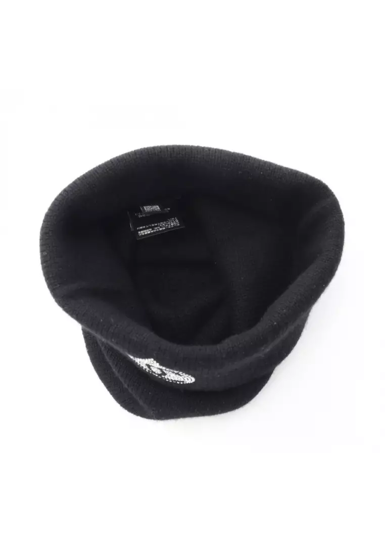 Pre-Loved Chanel coco mark knit hat beanie cashmere black