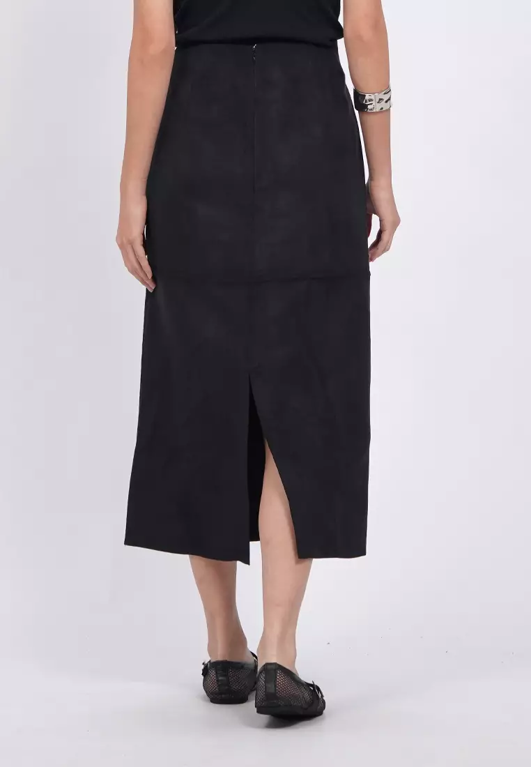 Textured A-Line Midi Skirt