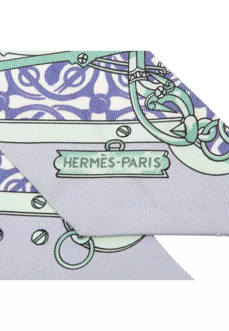Pre-Loved Hermès Mors Et Gourmettes Remix Silk Twilly Scarf
