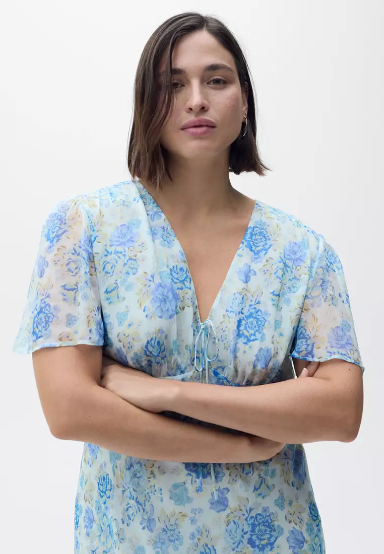 Long Floral Dress With Short Sleeves