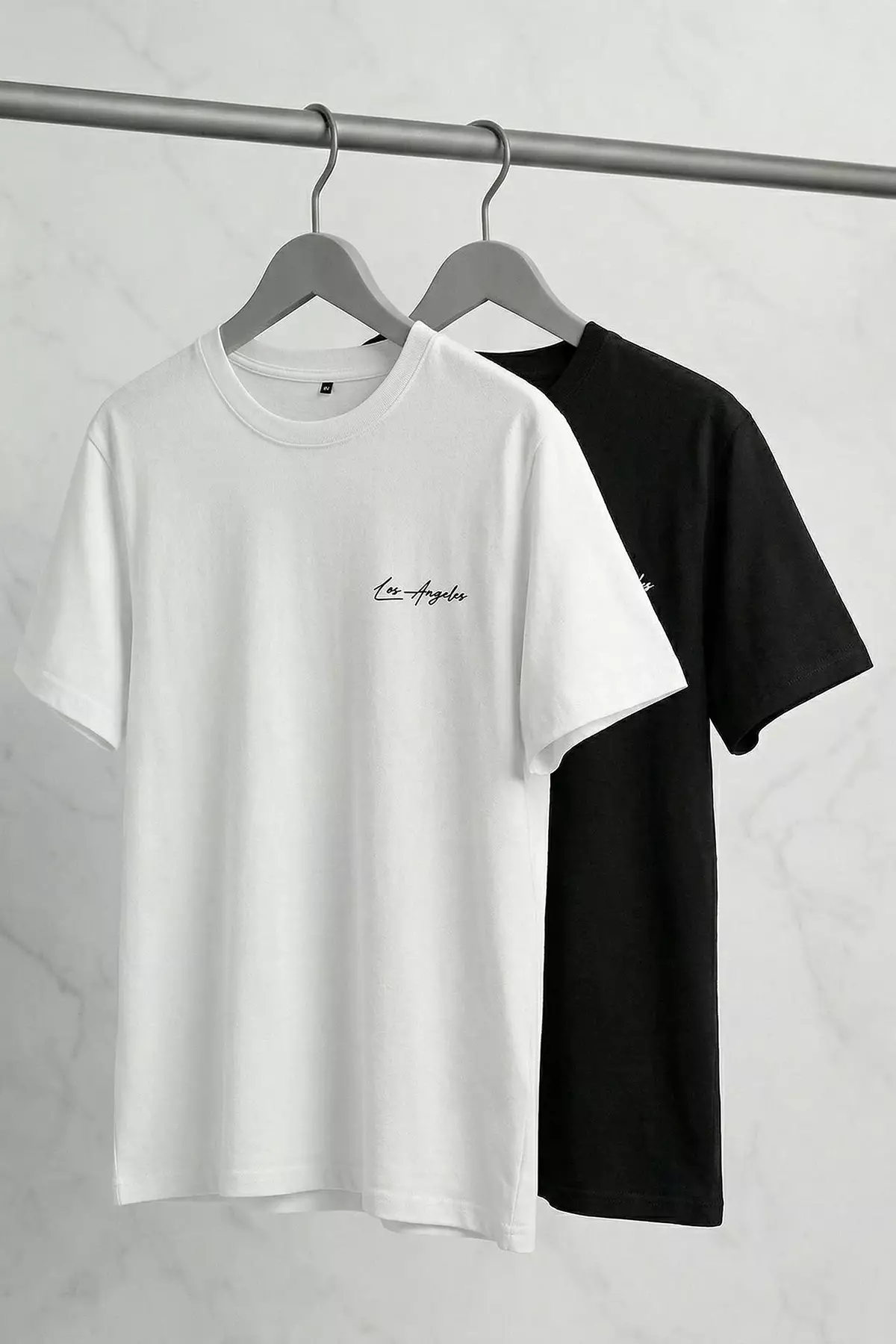 Black-White 2 Pack Regular Cut Embroidered T-Shirt Tmnss26Ts00039