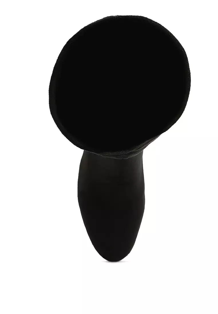 Microfiber Knee High Boots in Black