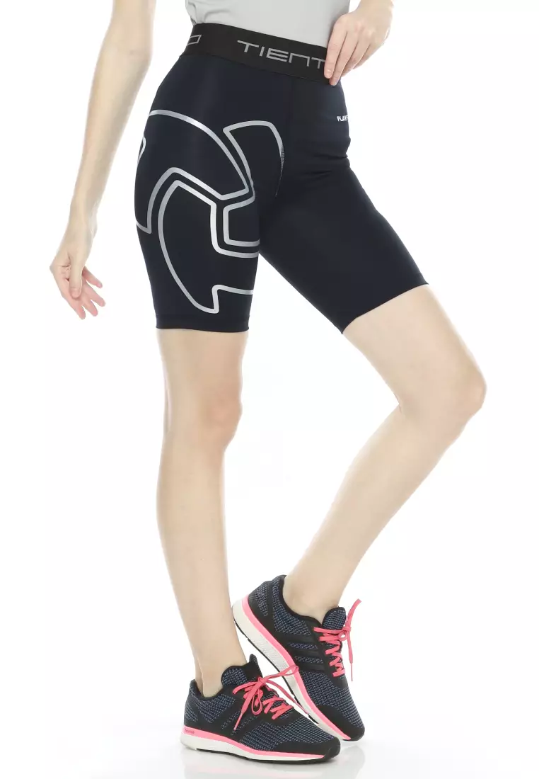 Tiento Baselayer Leging Celana Pendek Ketat Olahraga Pria Legging Sport Short Pants EXO Series Black Gold Men