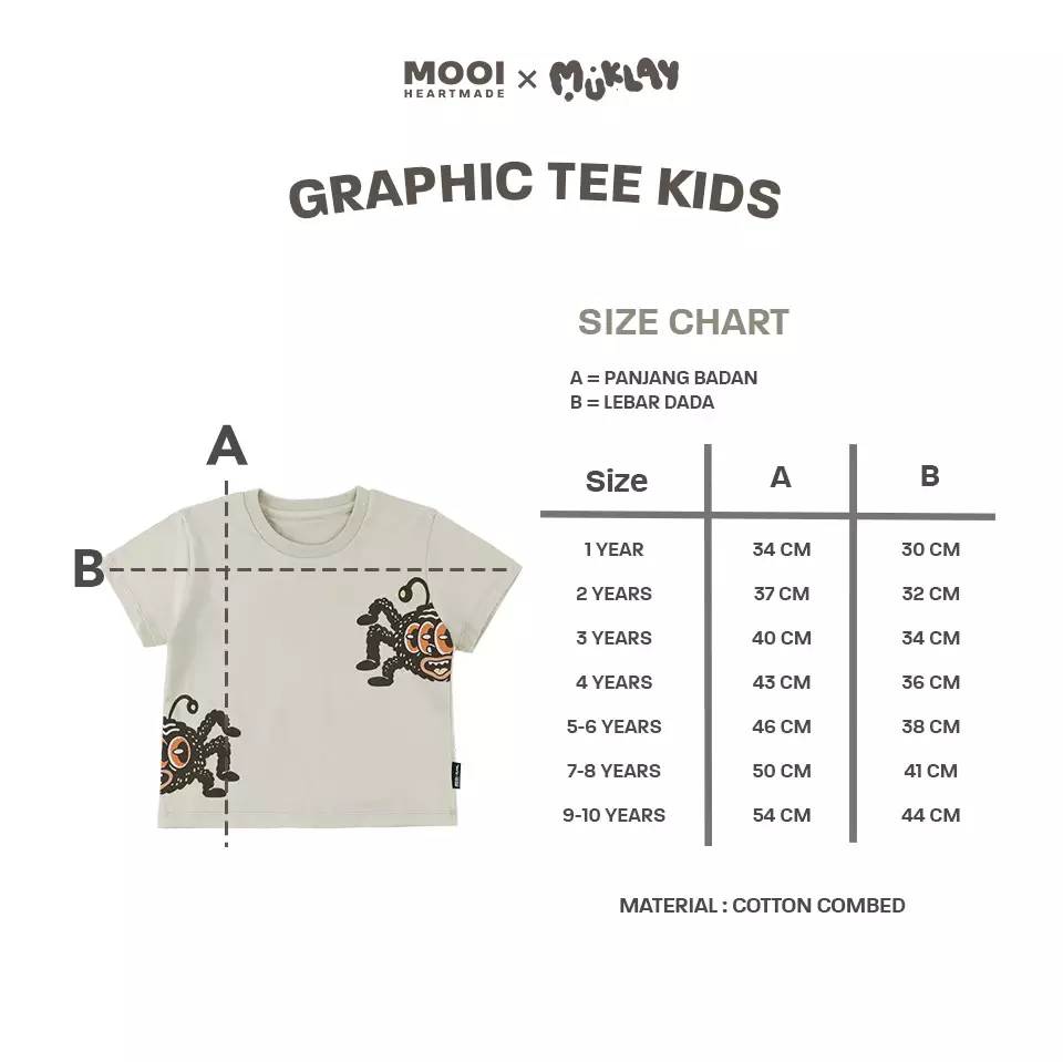 Mooi X Muklay Kaos Anak Unisex Graphic Tee Kids - White