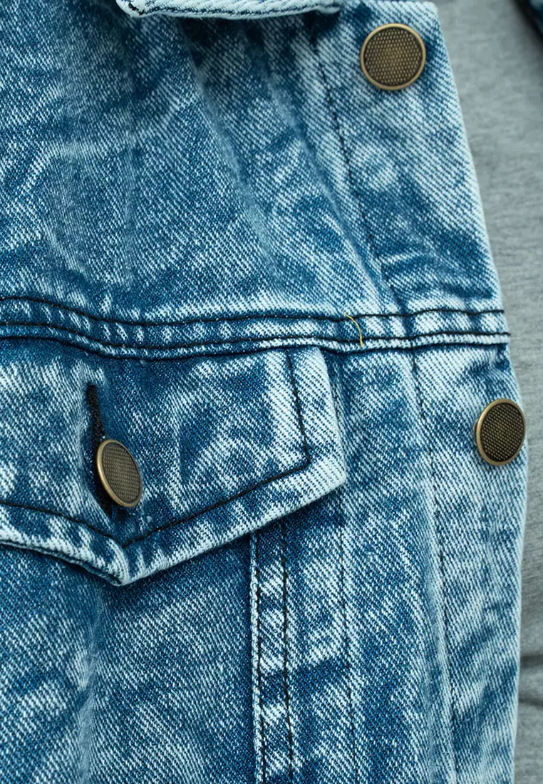 Jaket Jeans Wanita Polos Tebal Dilan Jaket Denim Biru Pudar A Unisex