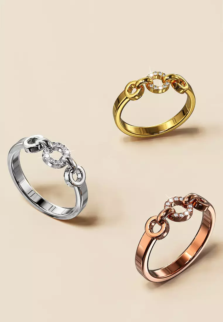 Orbit of Trinity Ring Embellished with SWAROVSKI® Crystals in Rose Gold
