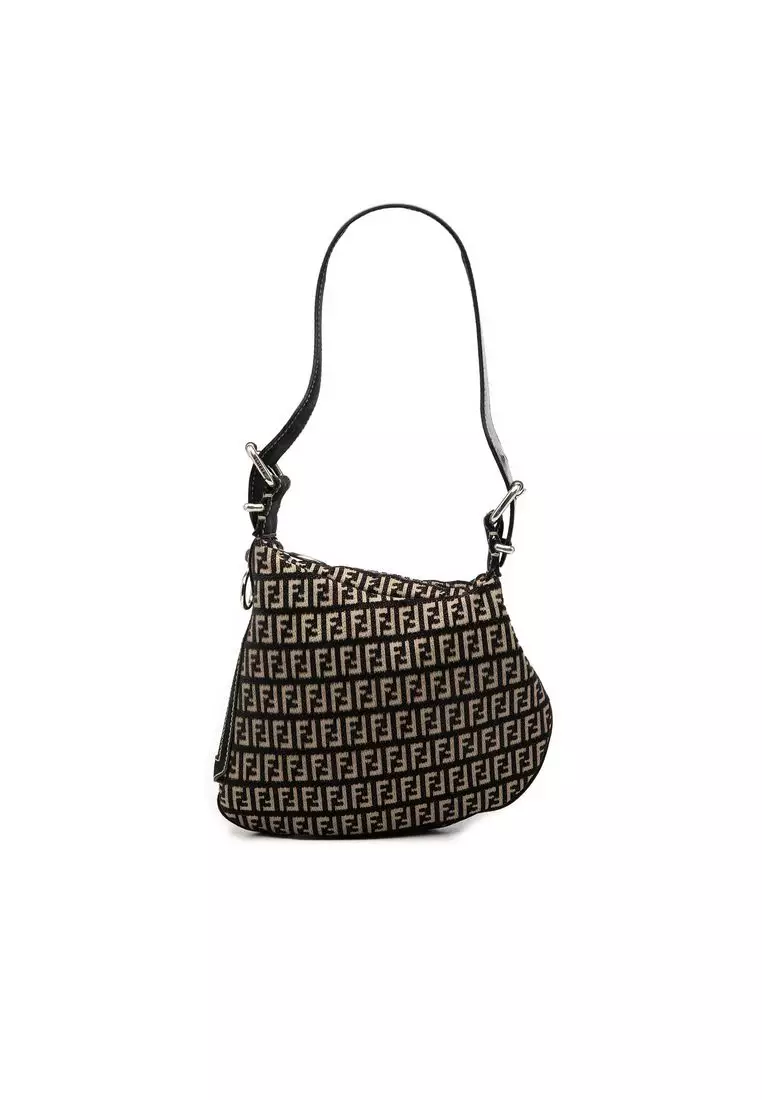 Fendi Pre-Loved Fendi Zucchino Canvas Oyster Shoulder Bag  display picture 3