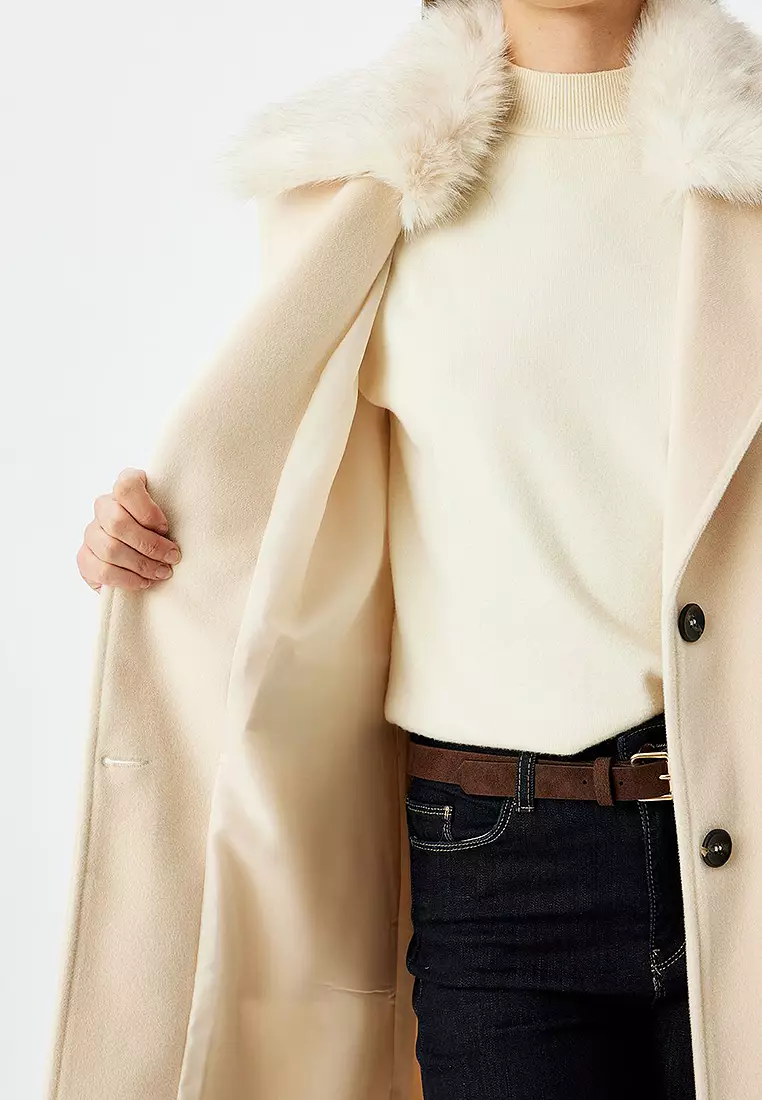 Faux Fur Collar Coat