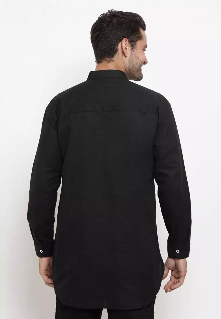 Zayidan Baju Koko Gamis Muslim Pria Rauf - Hitam