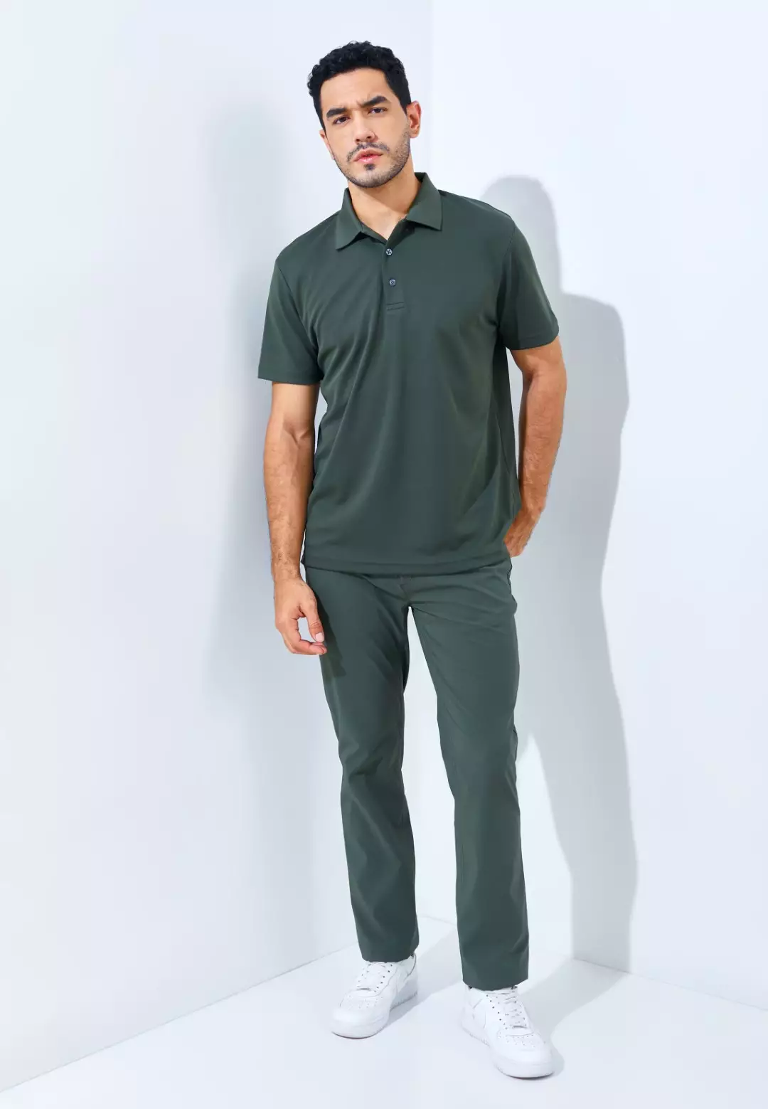 Jack Nicklaus Robertson Premium Solid Polo Virtual Olive