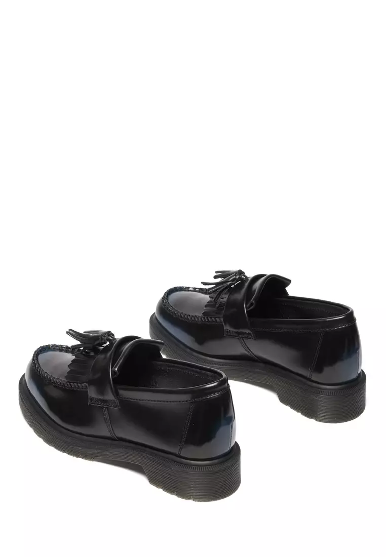 Adrian Tassel Arcadia Rub Off Leather Black Navy Loafers - Women