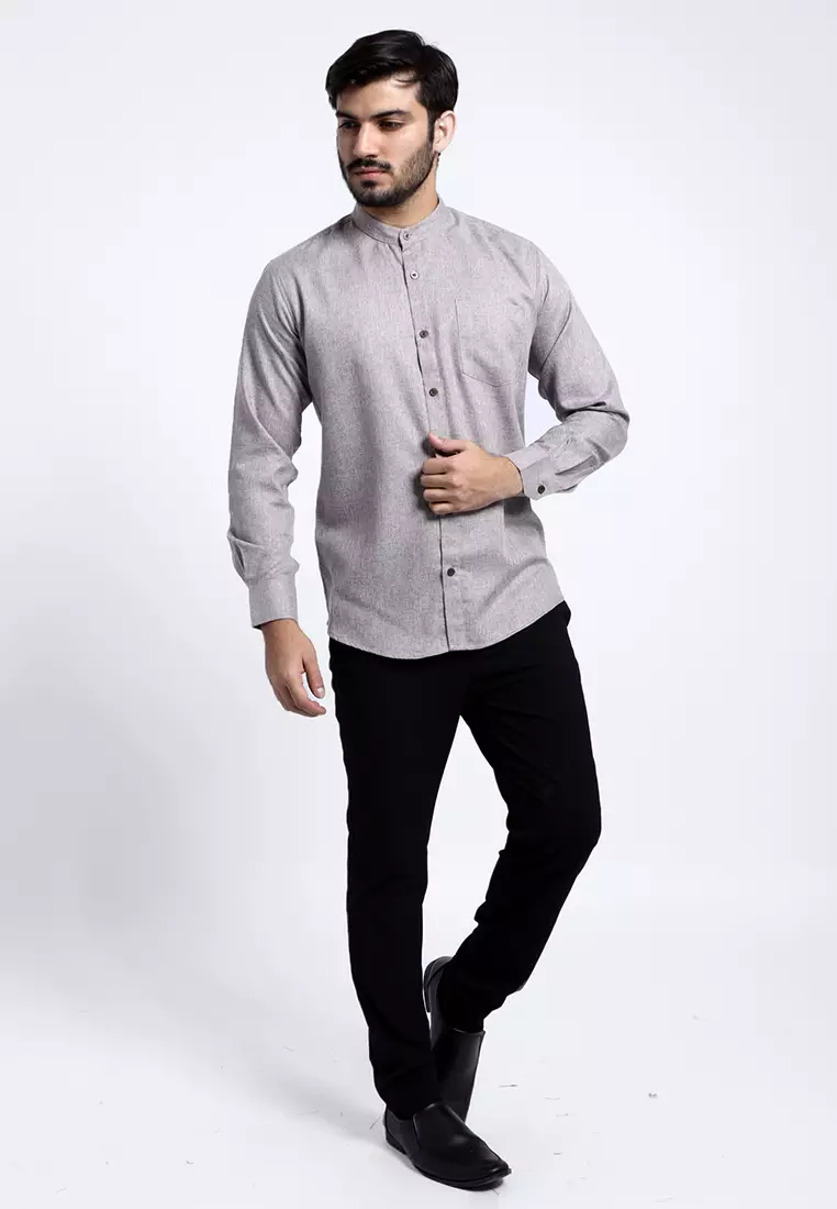 Kemeja Pria Kerah Shanghai Long Sleeve 7732 Brown