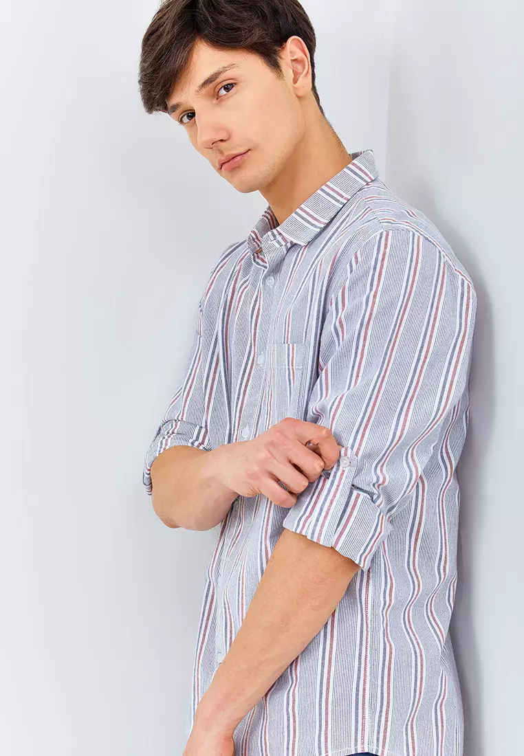 Manzone Kemeja Lengan Panjang Pria MZY-BASE - LIGHT BLUE