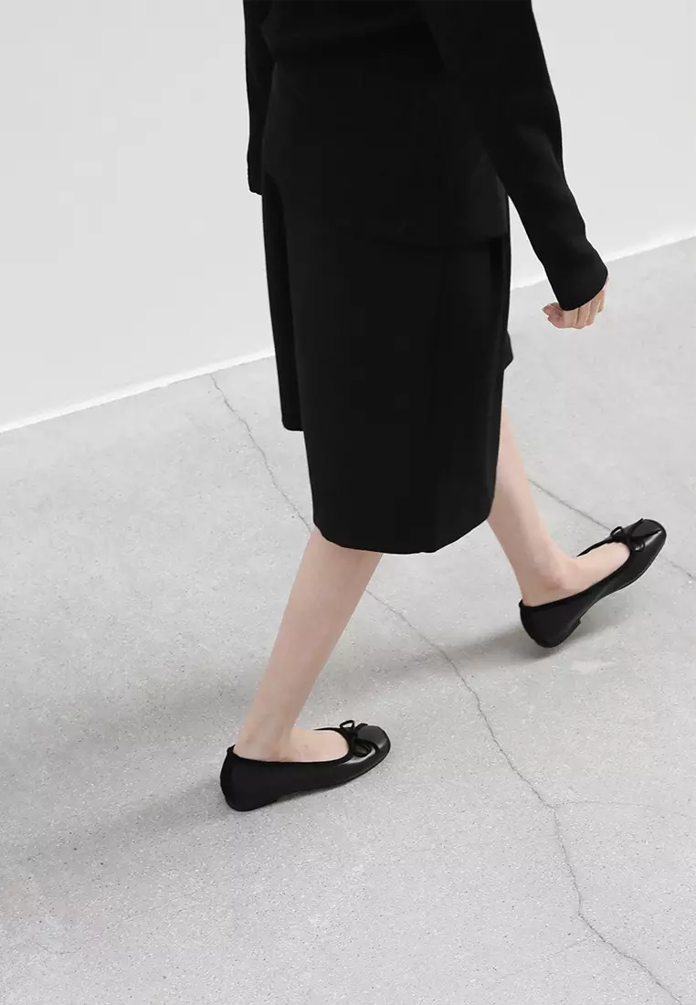 Kate Ribbon Flats (1cm) - Black
