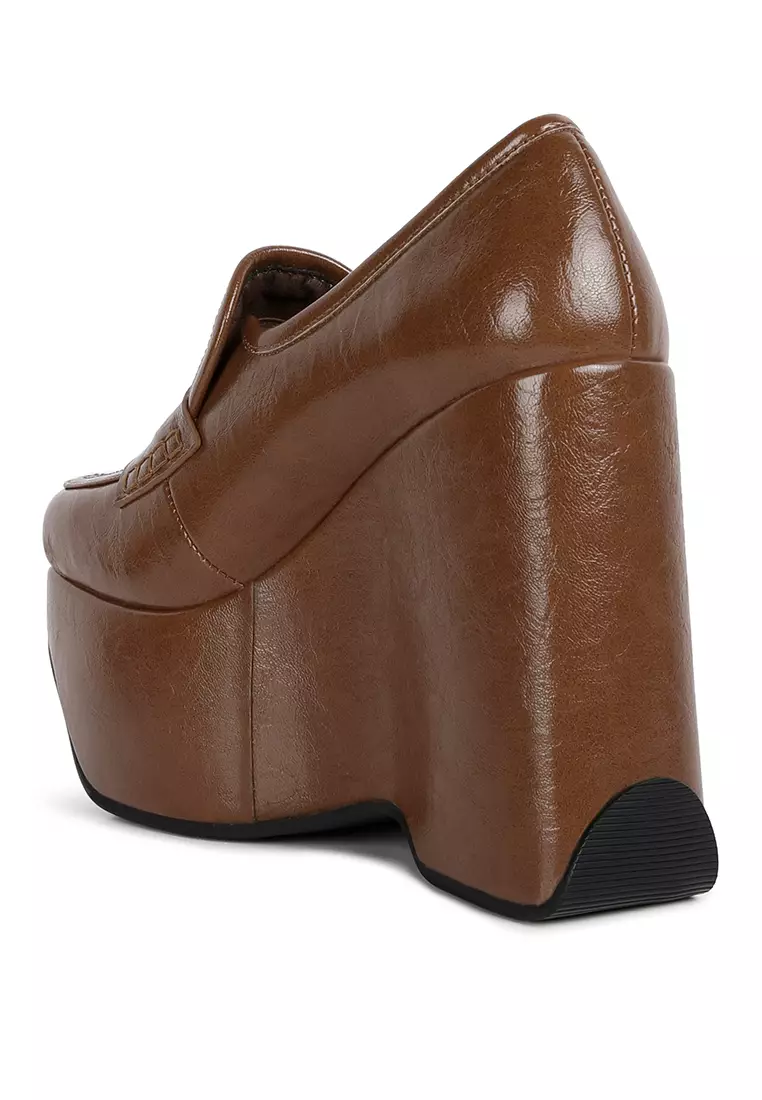 platform wedge loafers