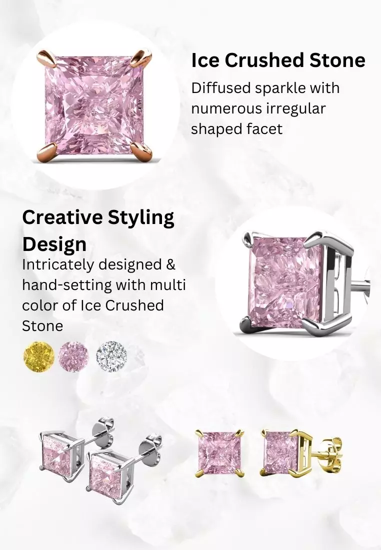 Her Jewellery Sabrina Earrings - Crushed Ice Stone made with High-carbon diamond & Zircons