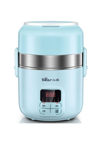 BEAR ELECTRIC [FREE UNIVERSAL ADAPTOR] Bear Electric lunch box DFH-B20J1 2L Pluggable heating cooker heat preservation appointment timing mini portable cooking pot BLUE DE906HL557D10BGS_1