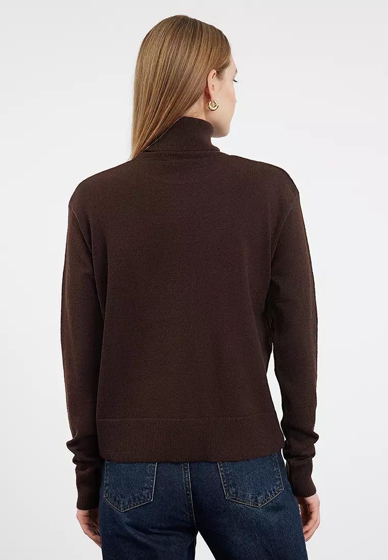 Dark Brown Wool Turtleneck Knitwear Sweater Twoaw25Kz00026