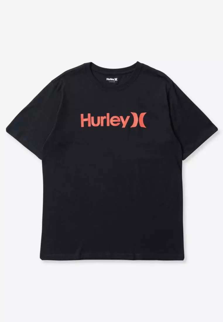 T-Shirt Hurley Hrlb Label Per Bambini E Ragazzi - Girocollo, Serigrafia Soft-touch, Morbido Jersey