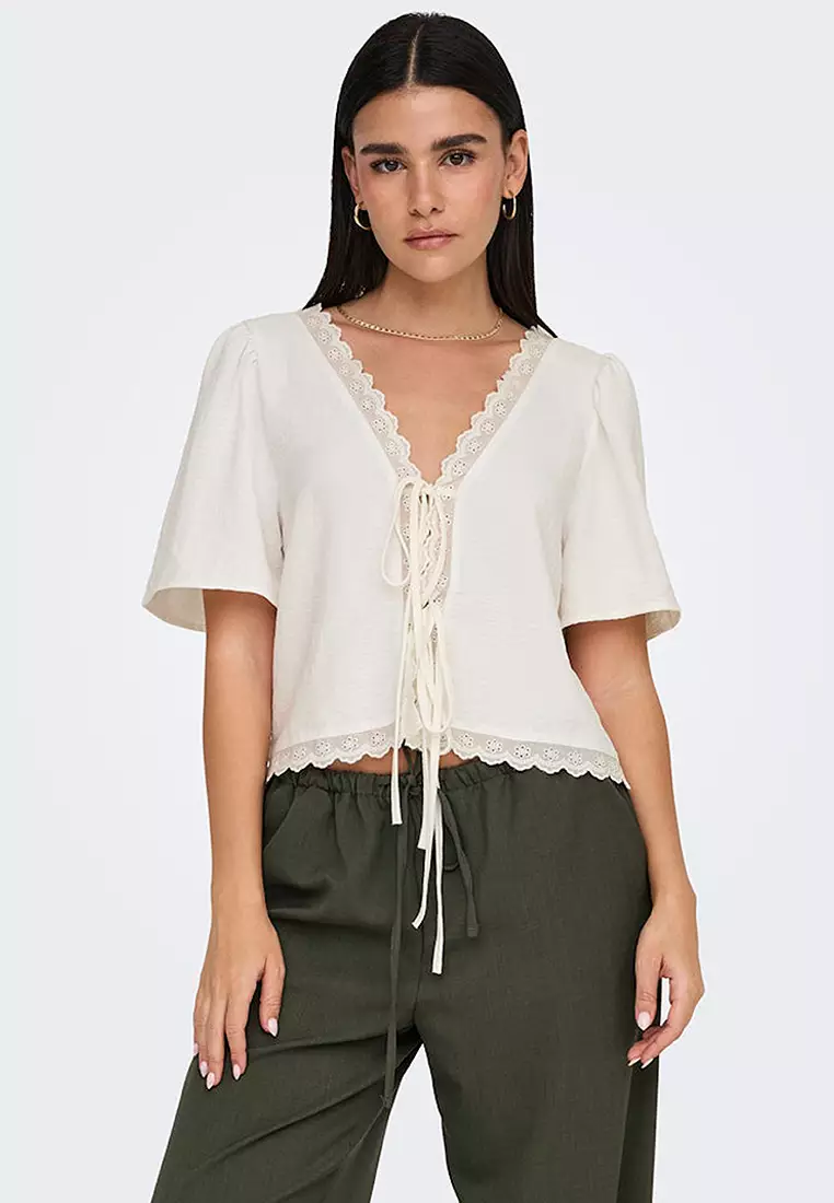 Buy JACQUELINE DE YONG Half Sleeves String Top 2026 Online | ZALORA