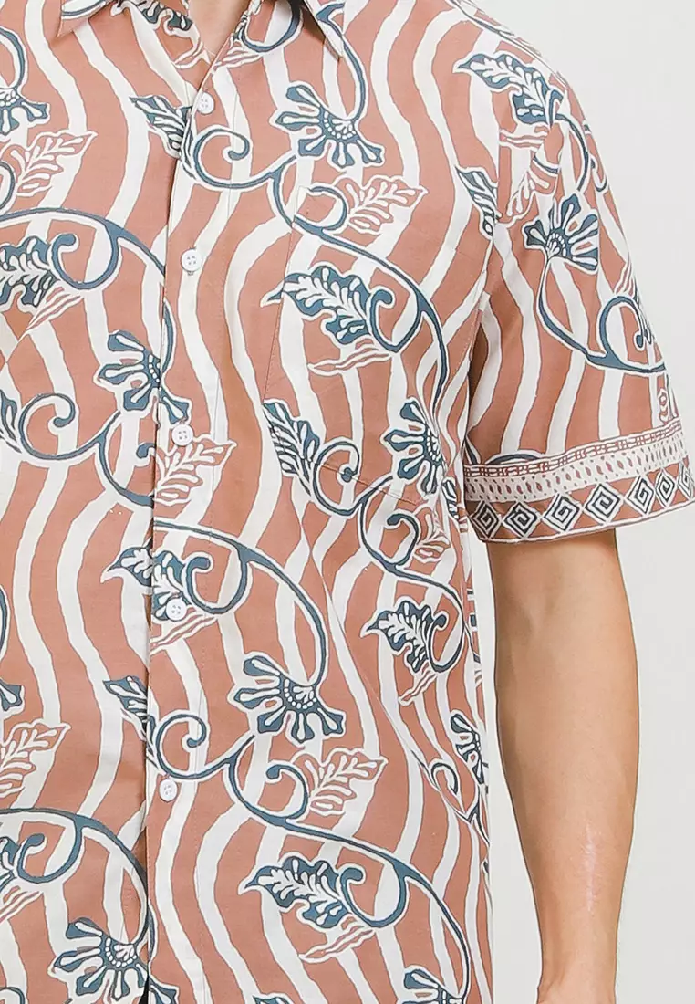 Charemon Kemeja Batik Premium Pria Casual Modern Lengan Pendek