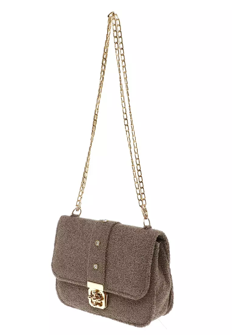 Anxar Slingbags Wanita Tali Rantai Design Casual Premium Quality - Darkgrey