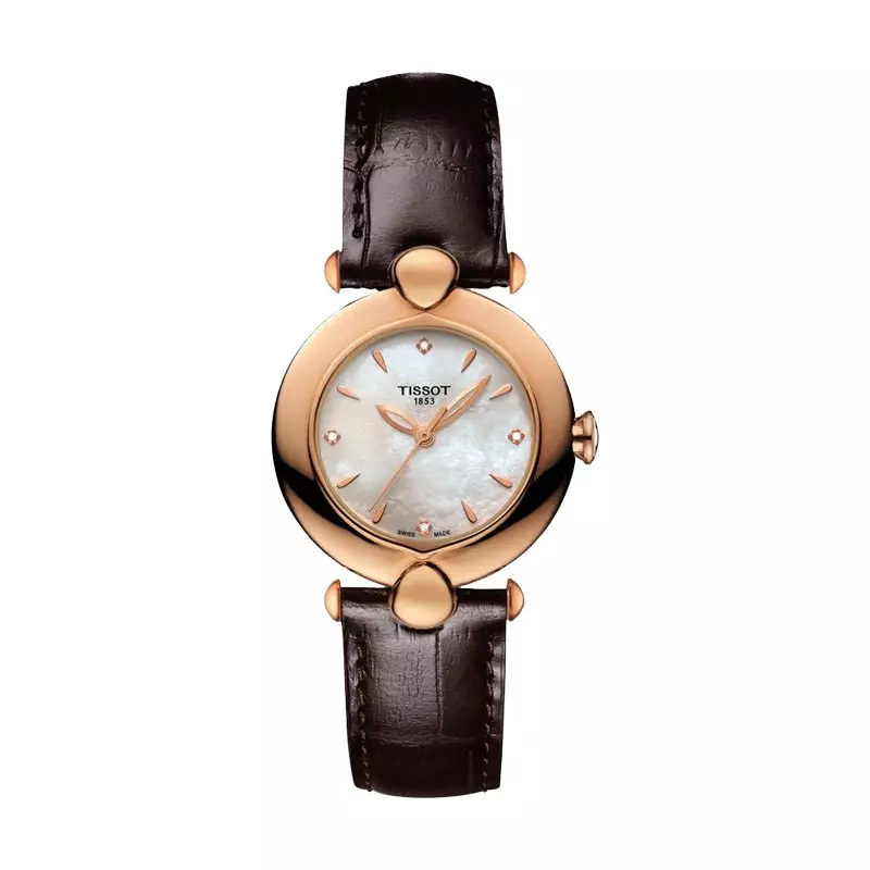 Jam Tangan Wanita TISSOT Pretty T918.210.76.116.00 Mother Of Pearl Dial Brown Leather Strap