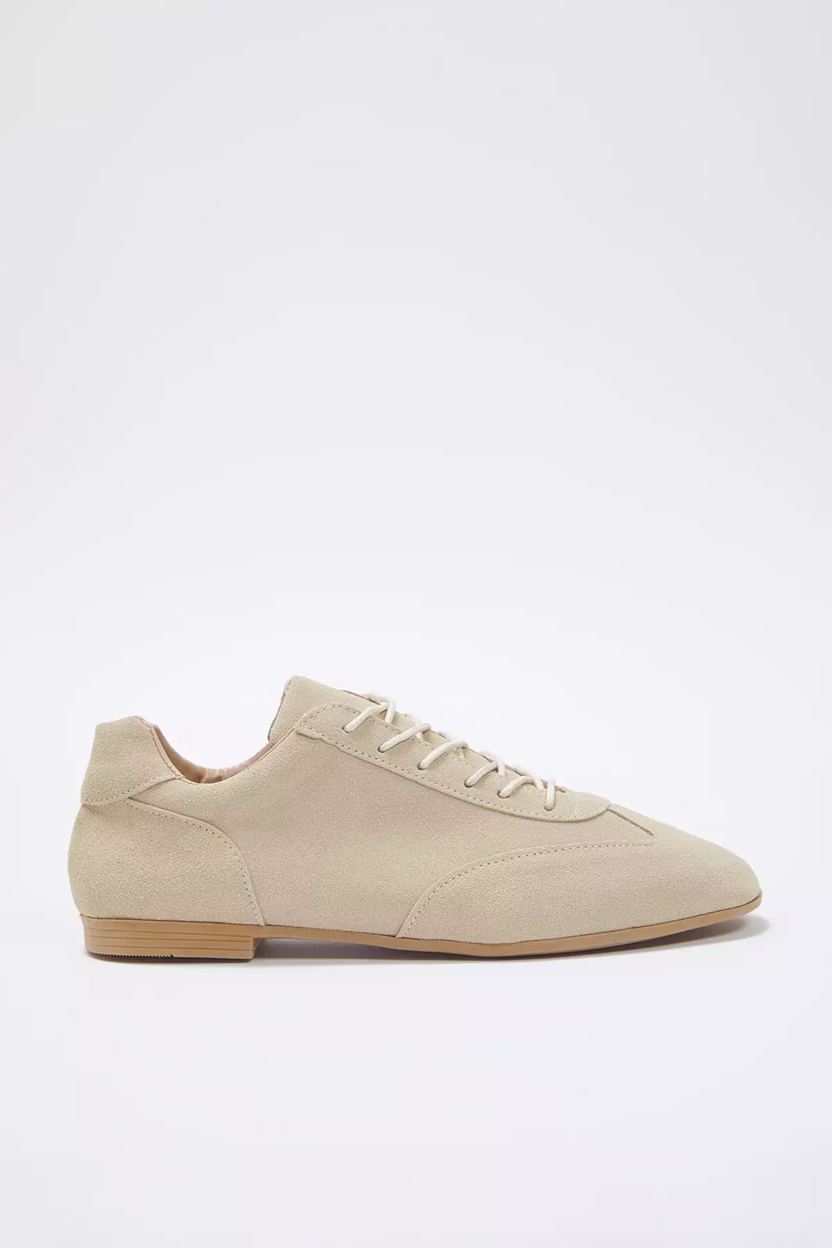 Beige Suede Lace-Up Women Sneaker Takss25Sn00060