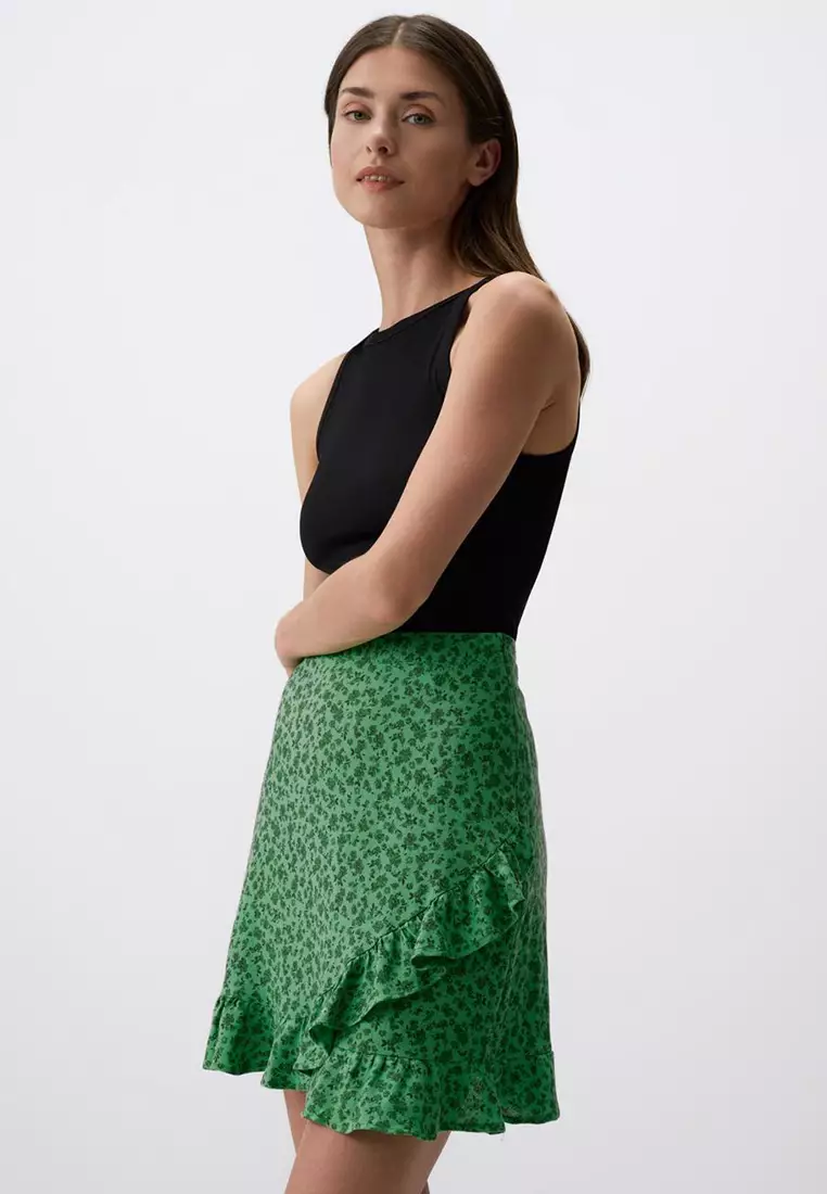 Buy Jimmy Key Jimmy Key Green Floral Patterned Regular Waist Linen