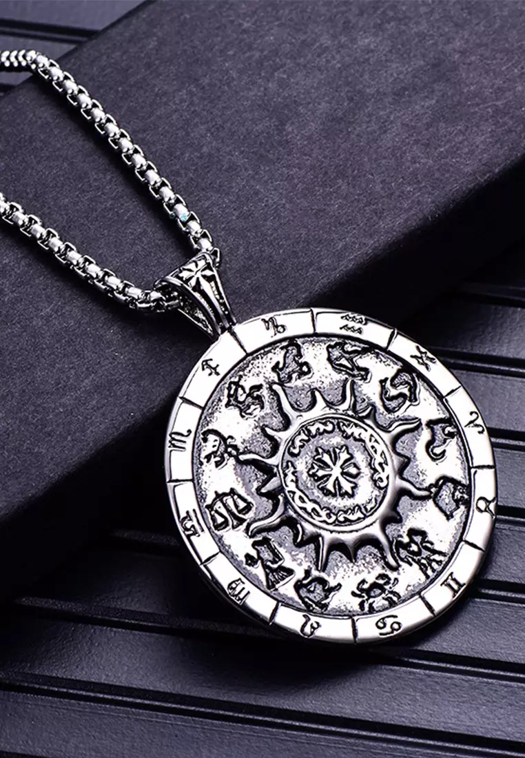 HAPPY FRIDAYS Titanium Steel Compass Pendant Necklace JW YG-D29-02