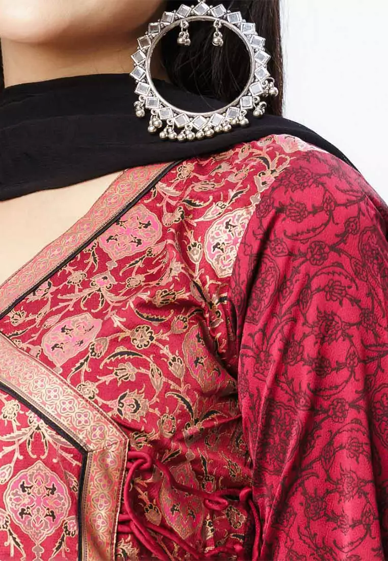 Le Reve 复古裹身风格套装搭配同款雪纺围巾