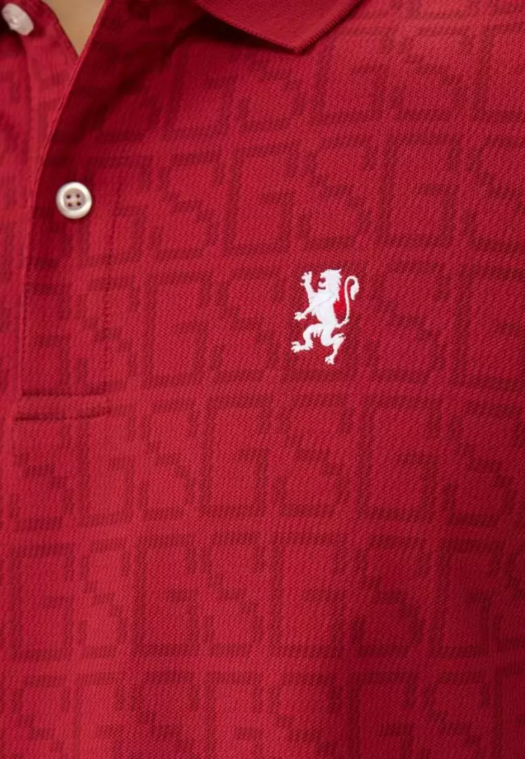Giordano Men NDP 2026 Collection Slim Fit Cotton Lycra Lion Embroidery Polo T-Shirt (Singapore National Day Parade)