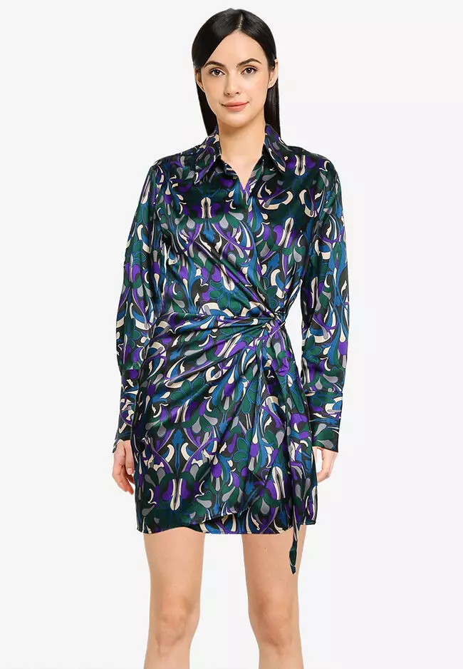 Mango bow wrap dress discount