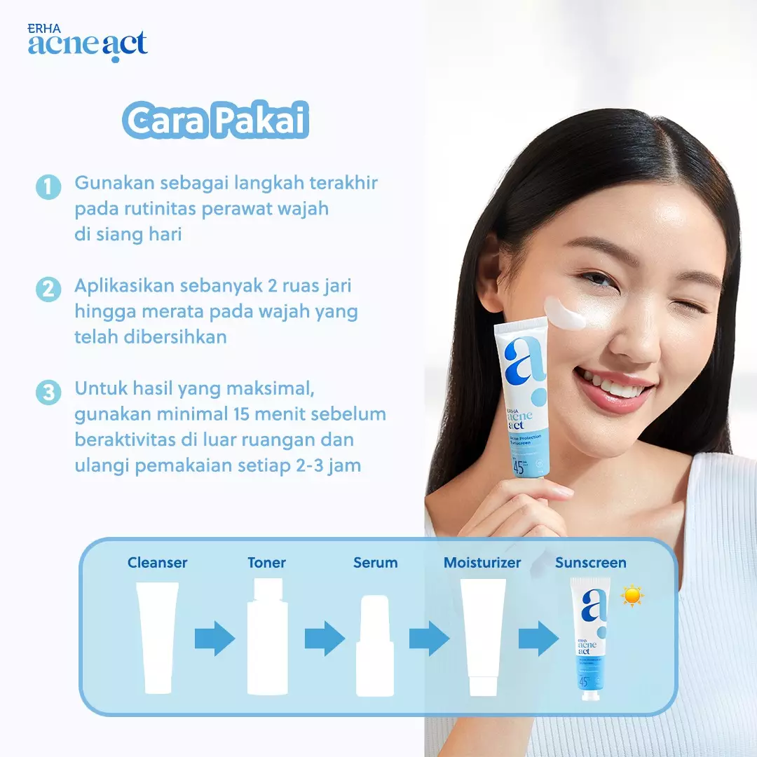 ERHA Acneact Acne Protection & Oil Control Sunscreen SPF 45+++ 30 g Sunscreen Jerawat Niacinamide