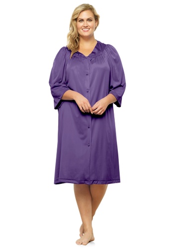 Exquisite Form purple Button Front Knee Length Robe 2537EAA53EA350GS_1