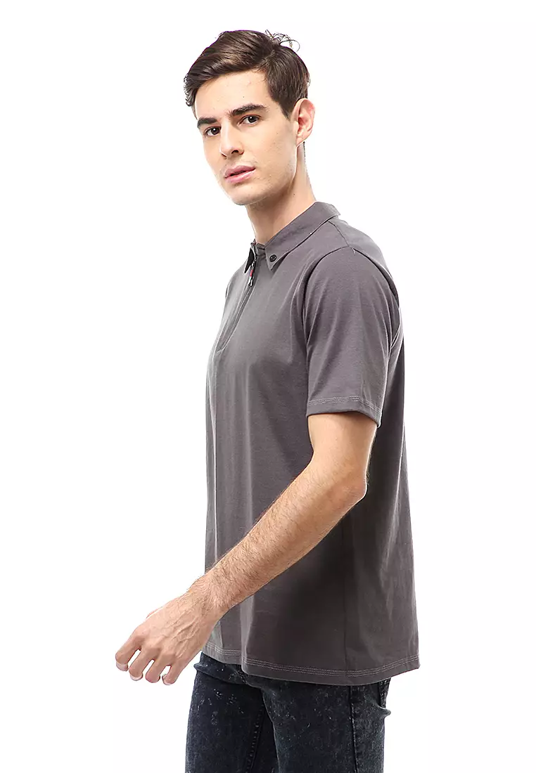 Jack Atasan Casual Pria T-Shirt Kaos Polo Resleting Short Sleeve Material Cotton ORIGINAL