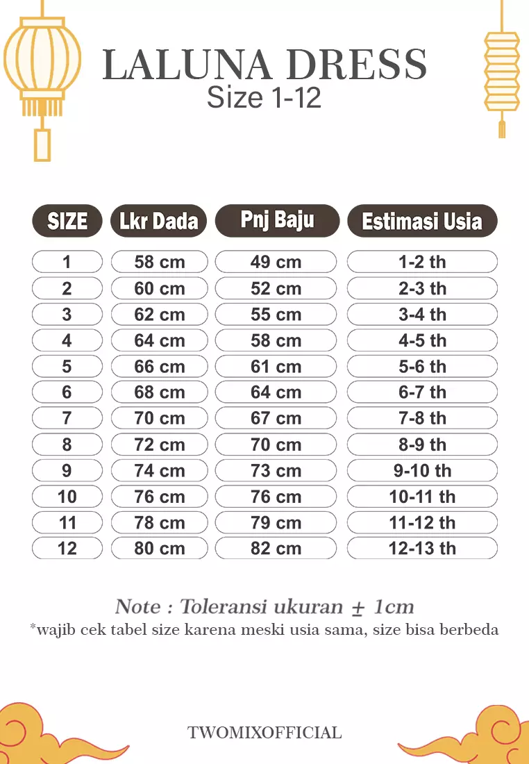 Two Mix - Laluna Dress Anak Imlek Perempuan 2024 - Gaun Anak Cewek Lunar Chinese New Year 1-12 Tahun 4390