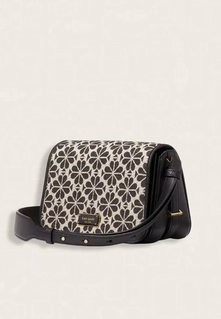 Kate Spade Spade Flower Jacquard Small Flap Crossbody Black