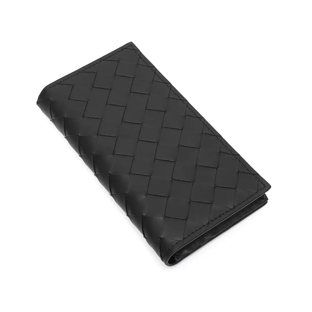 Medium Intrecciato Long Wallet Black