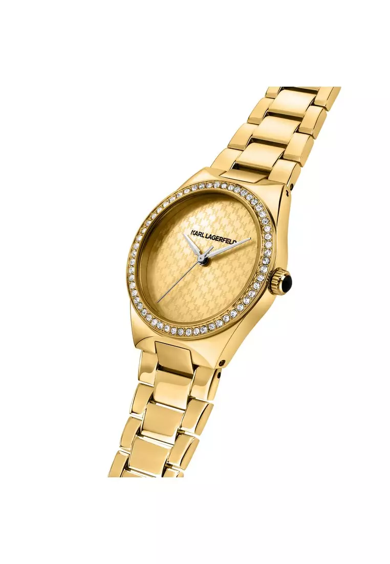 【2 Years Warranty】KARL LAGERFELD Hamburg Collection 30mm Women's Gold Quartz Watch R0553105507