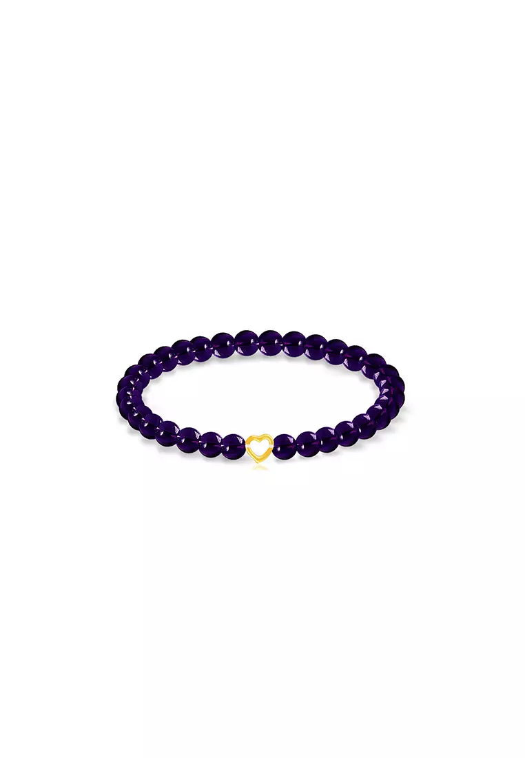 THE Mix Collection 999.9/24K Pure Gold Dainty Love Agate Bracelet Set AGB-B802